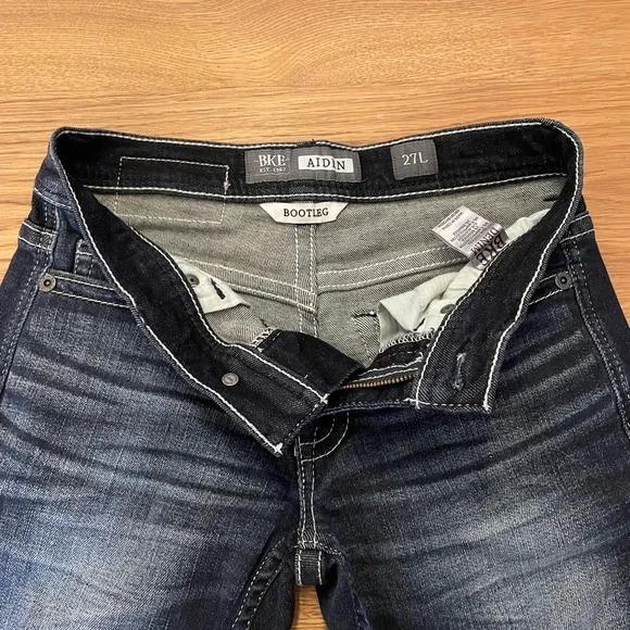 BKE Men’s Aiden Bootleg Dark Blue Jeans Stretch Size 27L - Picture 6 of 12